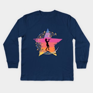 girl playing the trumpet Kids Long Sleeve T-Shirt